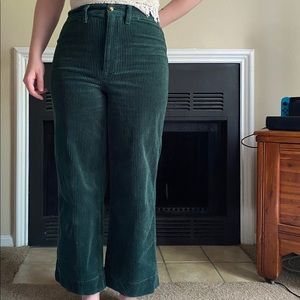 Madewell slim emmett wide leg cropped emerald pant